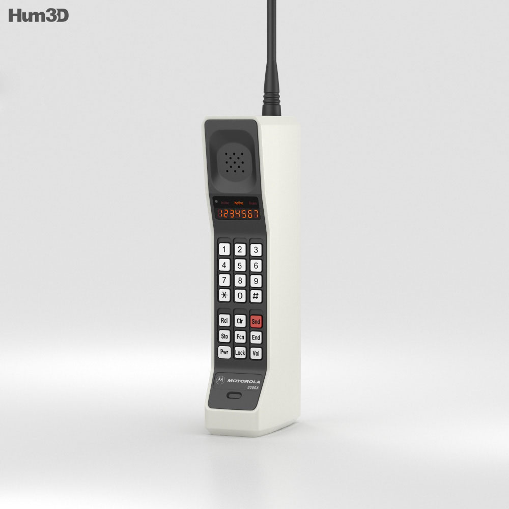 Motorola_DynaTAC_8000X Перший мобільний телефон Motorola DynaTAC 8000X на світлому фоні, ілюстрація до історії створення мобільного зв'язку та Дня народження телефону 3 квітня.
