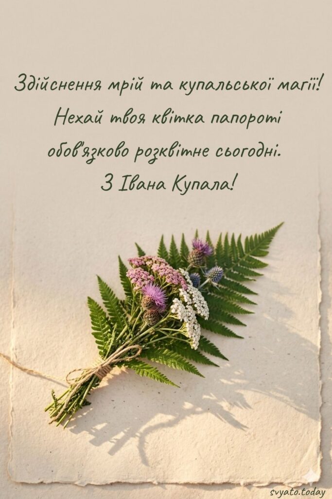 ivana-kupala 2 Букетик з папопоті та польових квітів лежтть на крафтовому папері